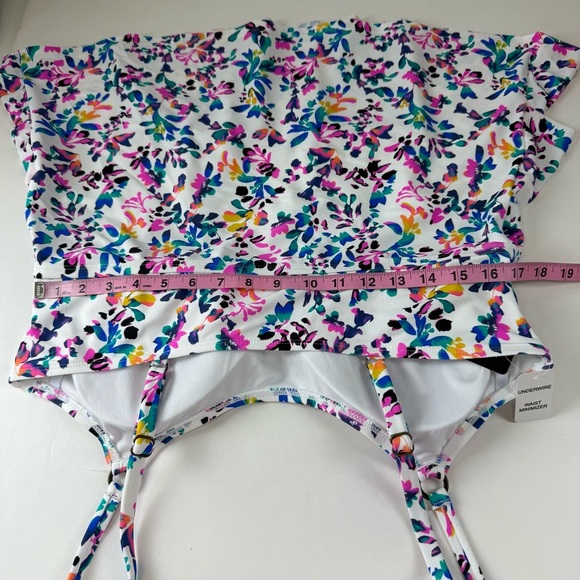 Island Escape Tankini Swimsuit Top 18W White Tropical Floral Full Bust Support - Picture 8 of 9
